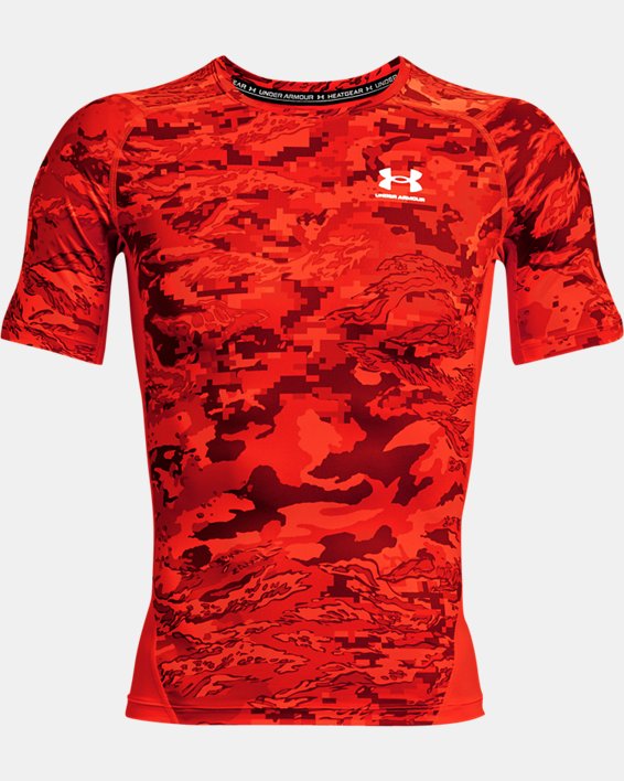 Men's HeatGear® Armour Camo Short Sleeve, Orange, pdpMainDesktop image number 4